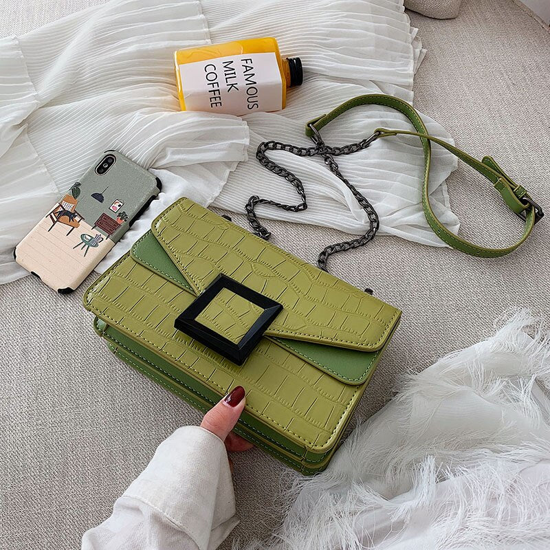 Stone Pattern Leather Crossbody Bags