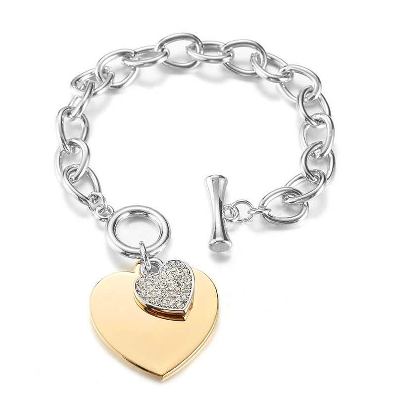 Women Gold Love Heart Bracelets