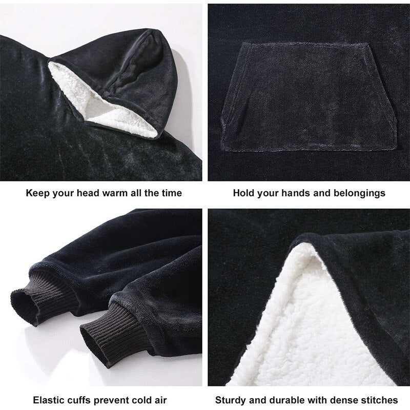 Winter Hoodie Blanket Women Long Sweatshirt