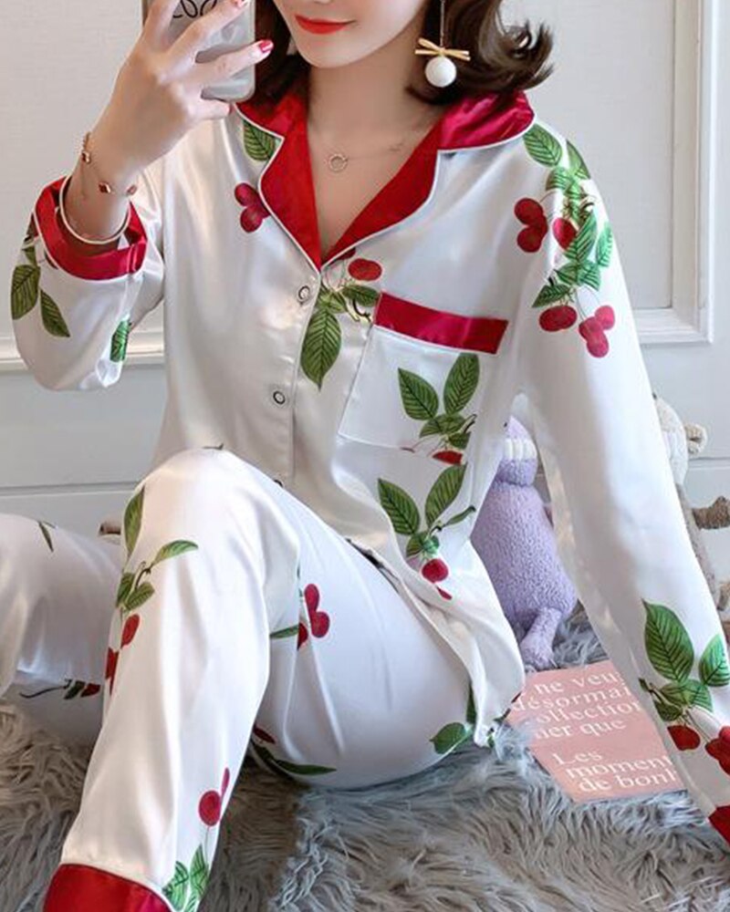 Women Satin Two-Piece Pajama