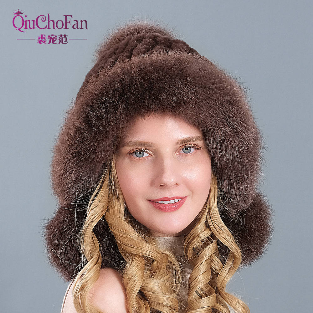 Knitted Real Fur Beanies Hats