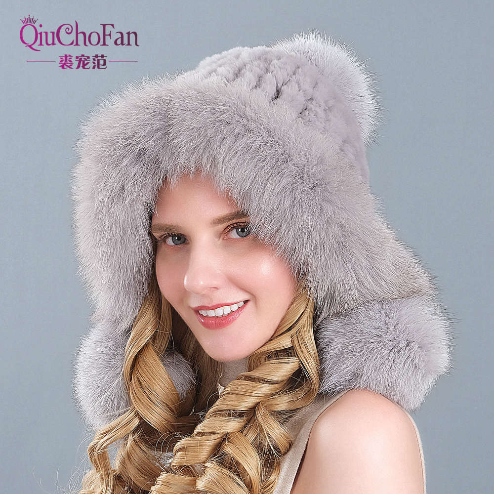 Knitted Real Fur Beanies Hats