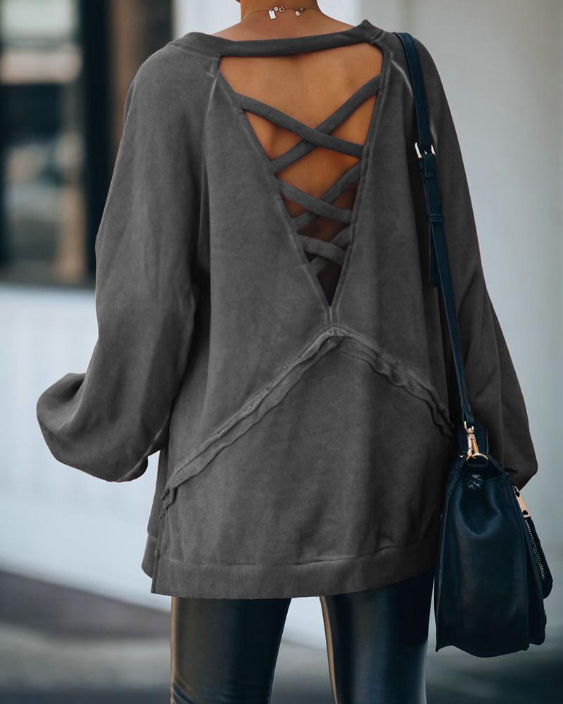 Women Autumn Spring Fashion Round Neck Hoodie Sweatshirt