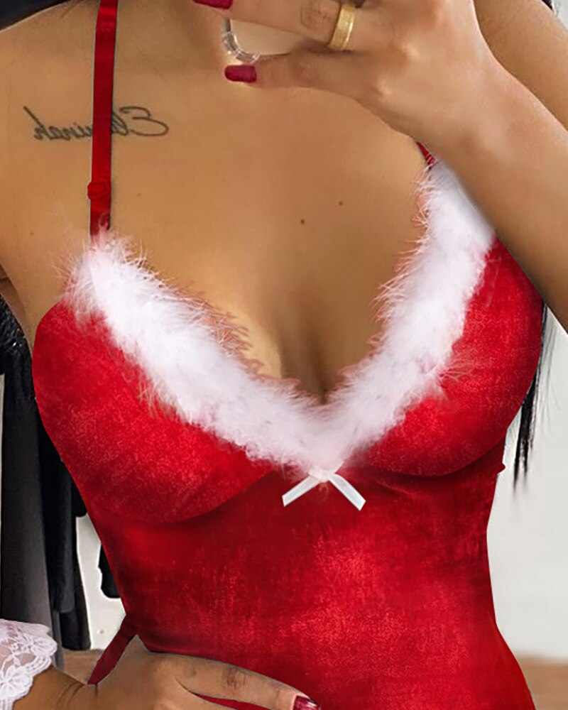 Women Elegant Christmas Print Rompers
