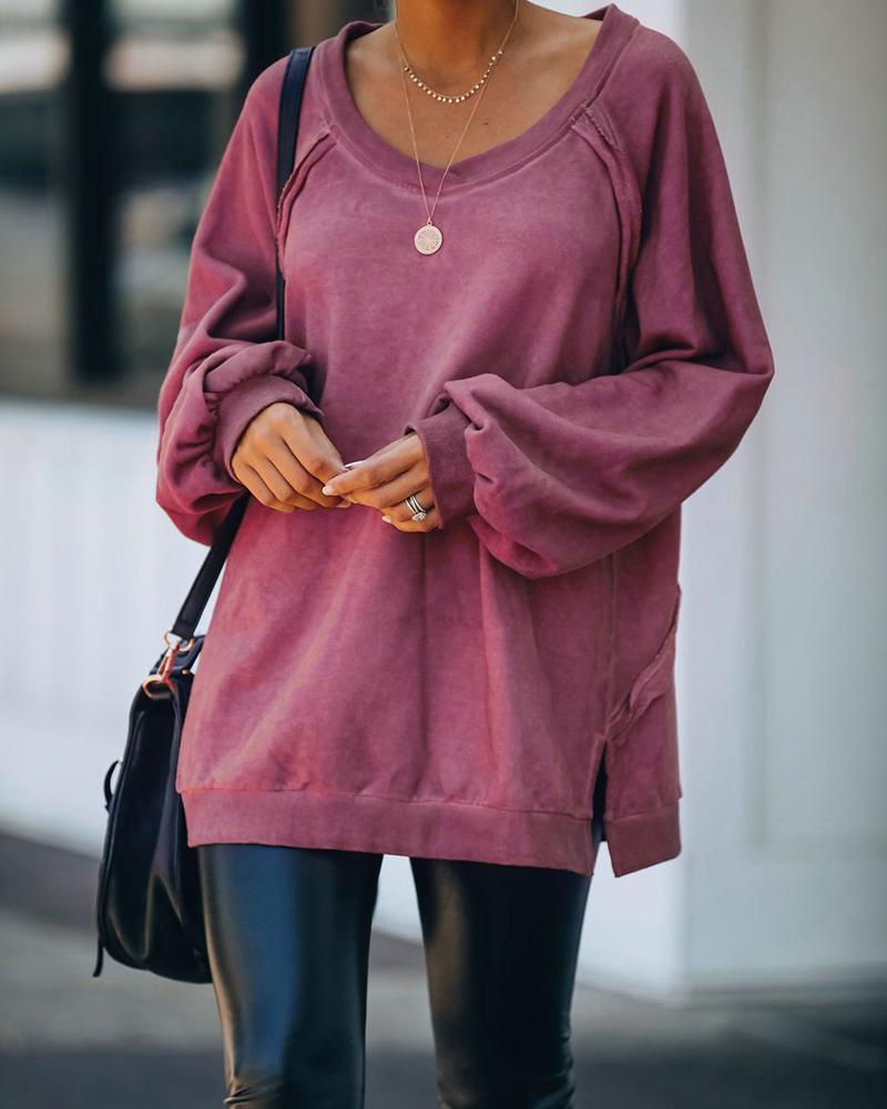 Women Autumn Spring Fashion Round Neck Hoodie Sweatshirt