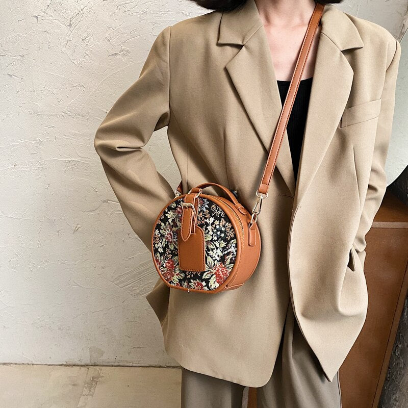 Round Small PU Leather Crossbody Bags