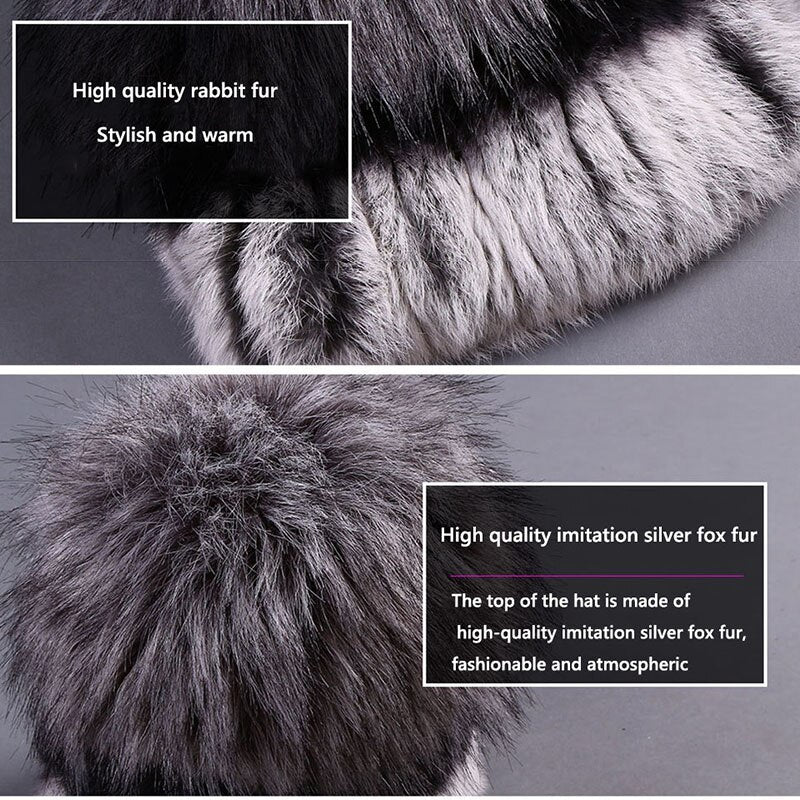 winter rabbit fur hat