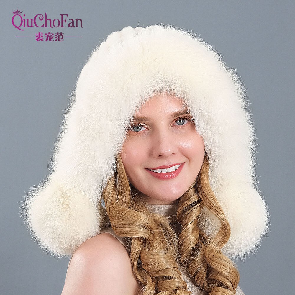 Knitted Real Fur Beanies Hats