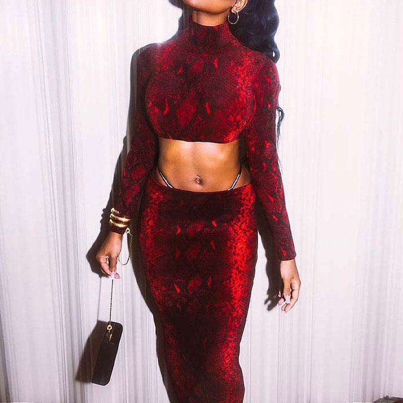 Snake Skirt Women Suits Set