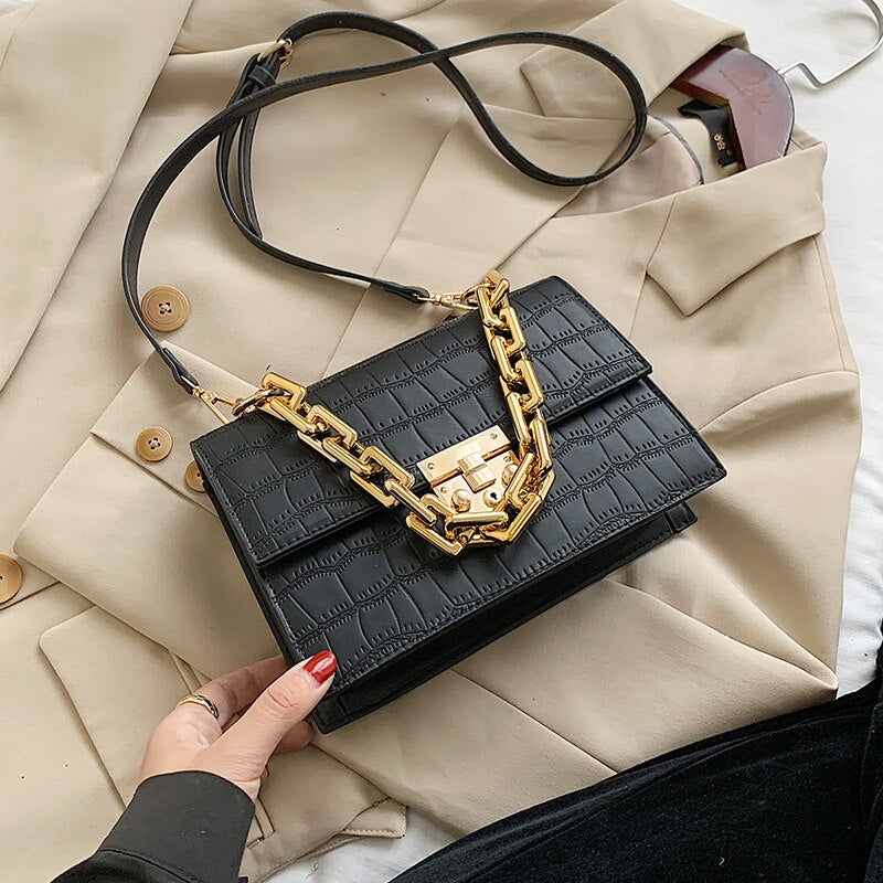 Thick Chain Small PU Leather Flap Bags
