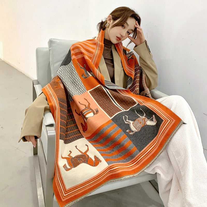 Women Luxury Cashmere Scarf Winter