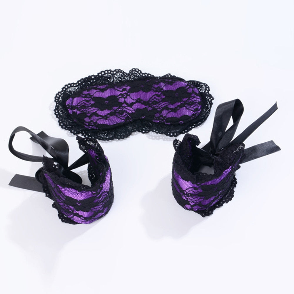 Sexy Black Lace Eye Mask Handcuffs Bracelet