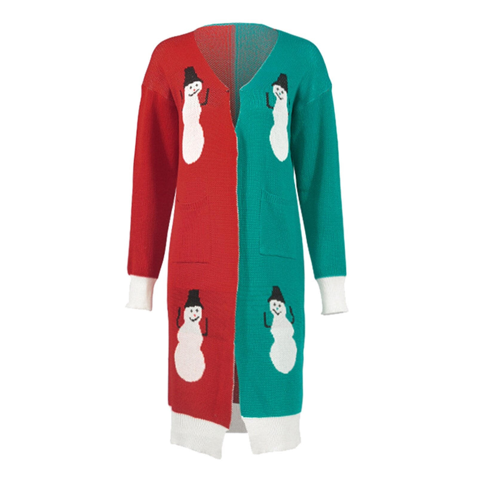 Snowman Pattern Long Cardigan Sweater
