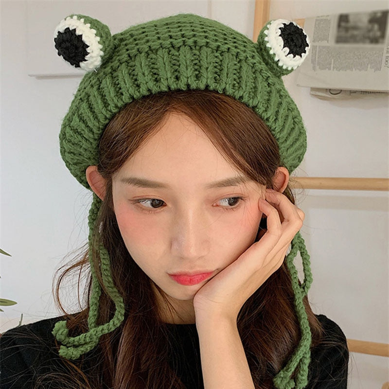 Winter Skullies Cute Women Frog Hat