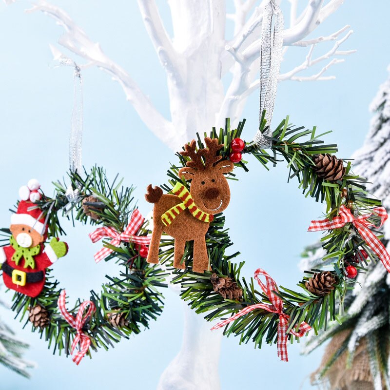 Wreath Decoration Santa Claus Deer Circle