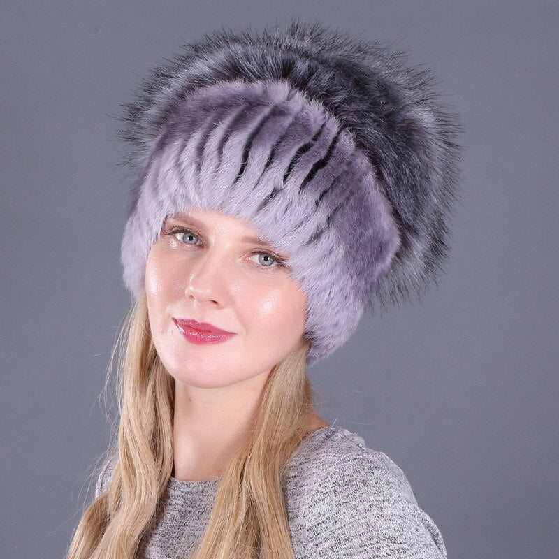 winter rabbit fur hat