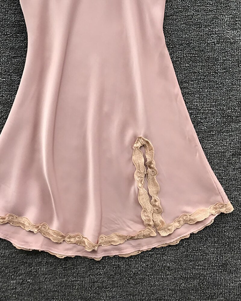 Women Sexy Elegant Slit Mini Sleepwear
