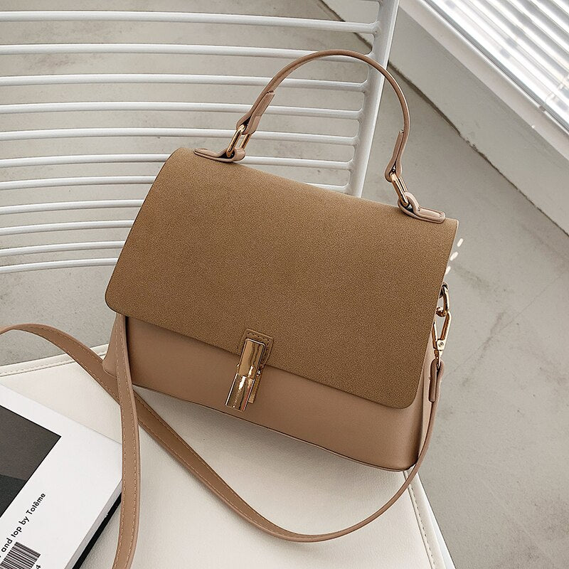 Suede Leather Black Crossbody Bag
