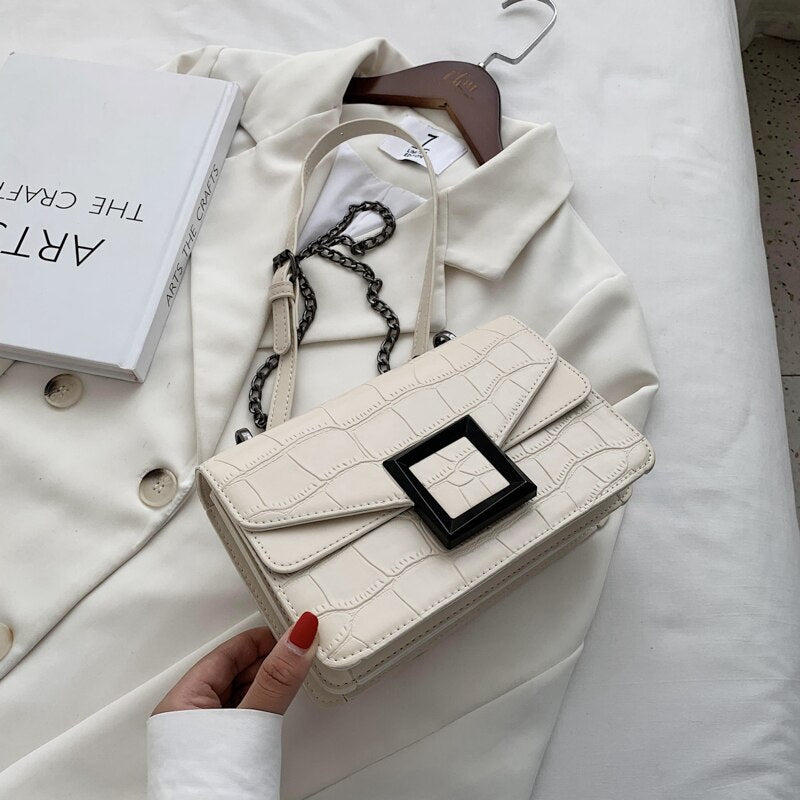 Stone Pattern Leather Crossbody Bags