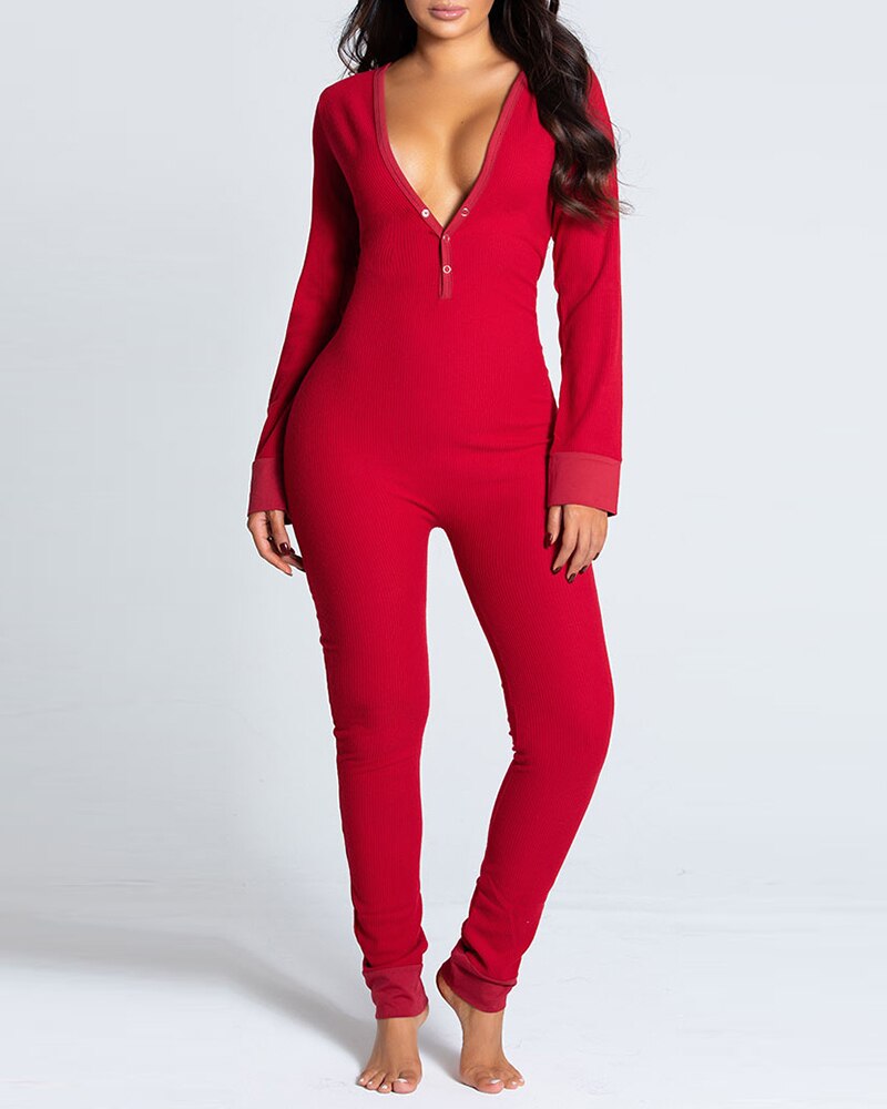 Women  Design Plunge Lounge Jumpsuit