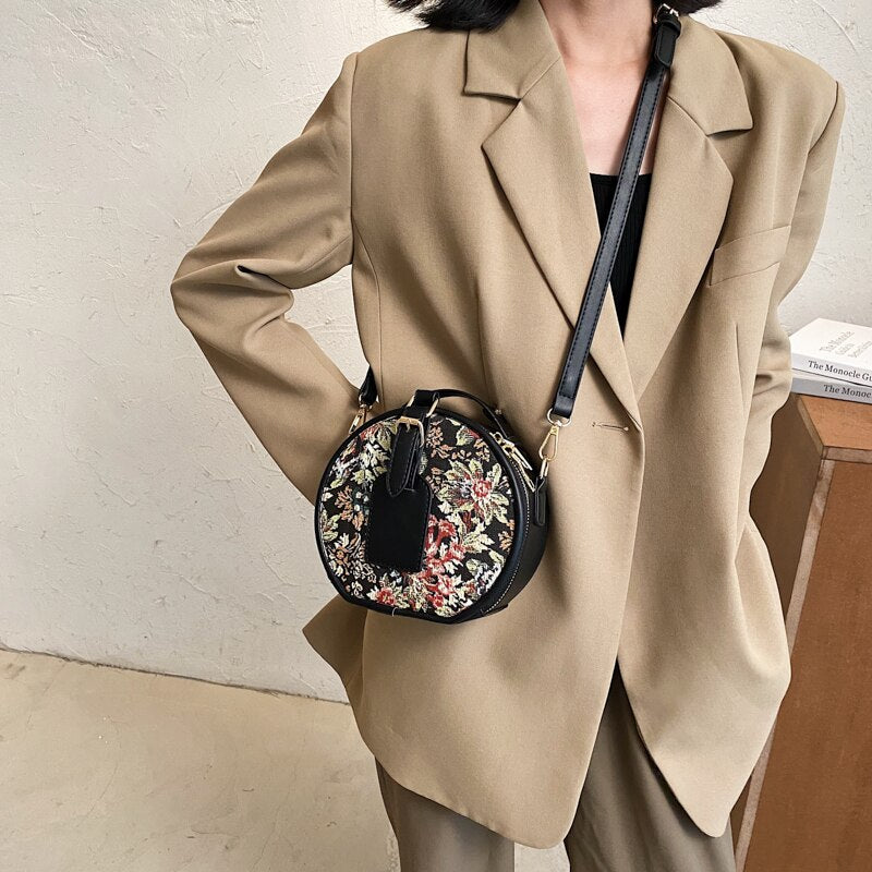 Round Small PU Leather Crossbody Bags