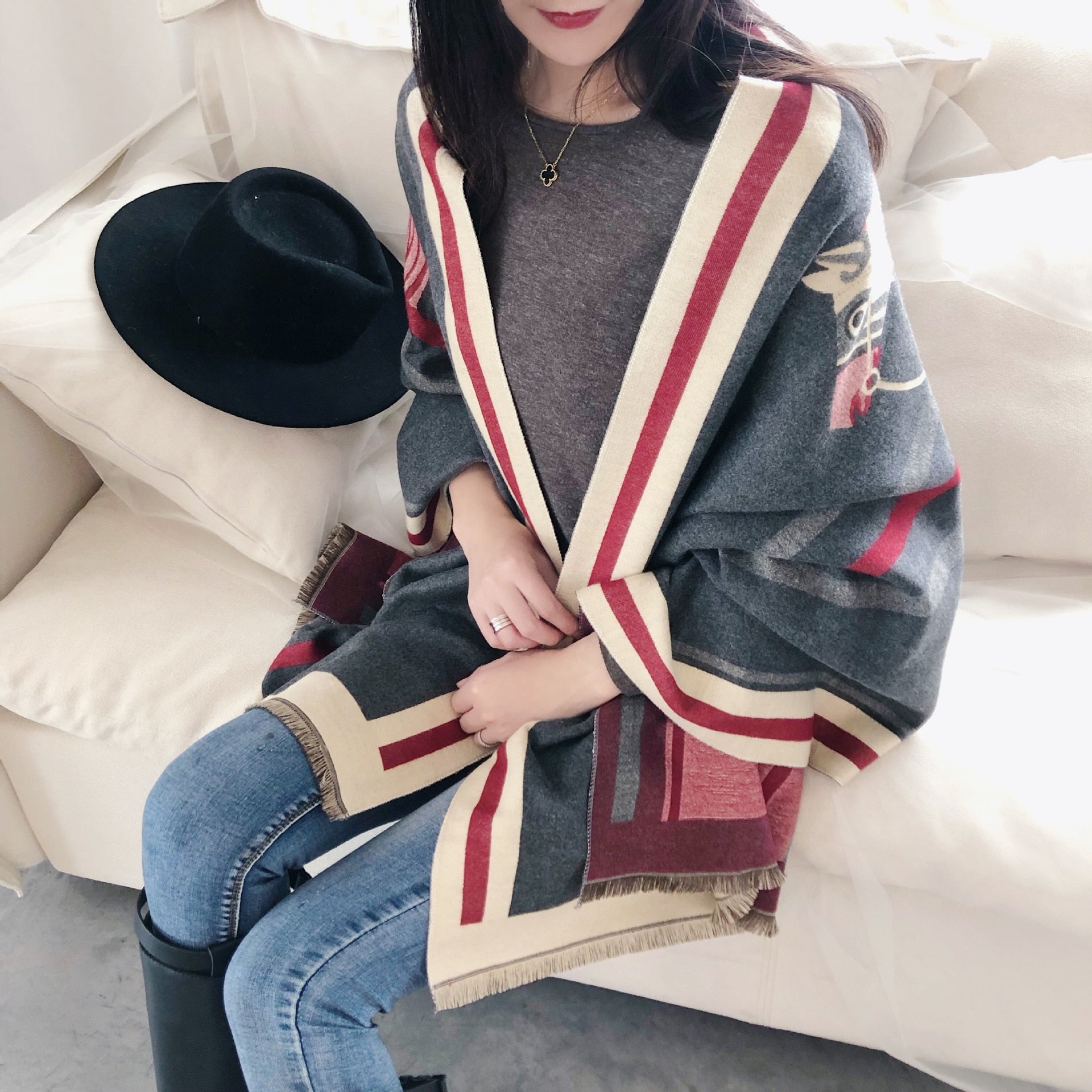 Women Luxury Cashmere Scarf Winter