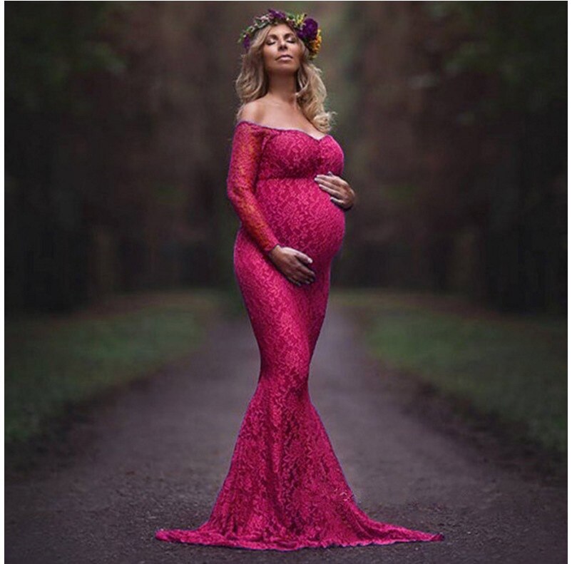 Lace Long Tail Maternity Dresses
