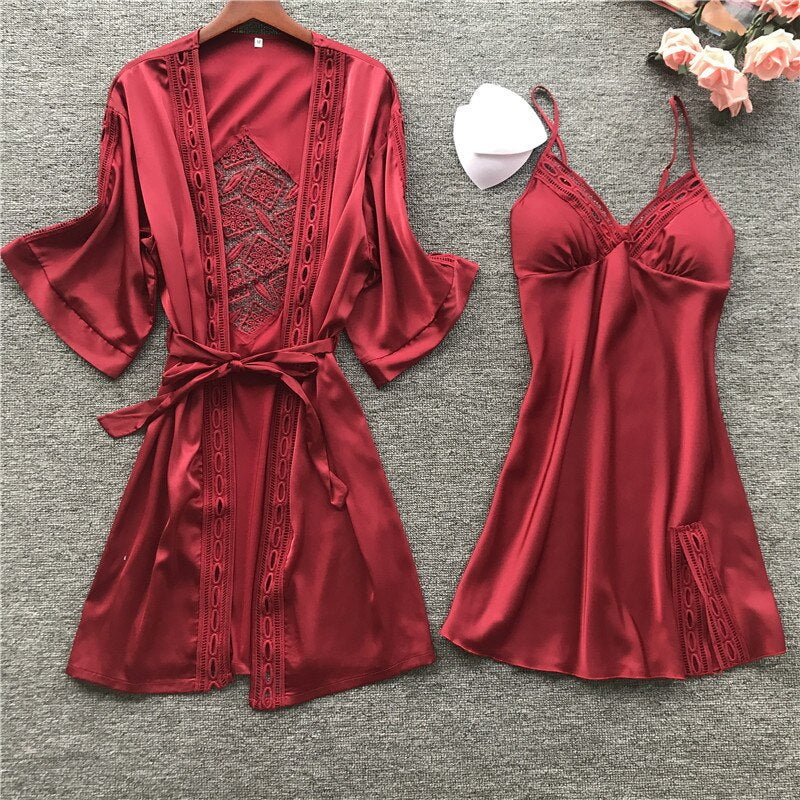 Ice Silk Long Sleeve Sleepwear