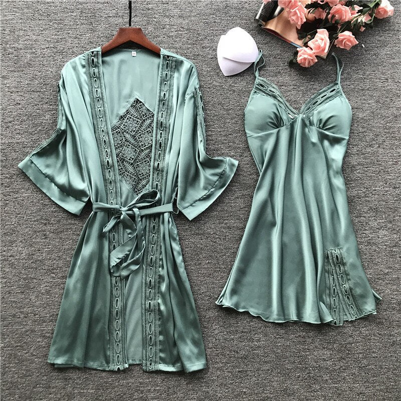 Ice Silk Long Sleeve Sleepwear