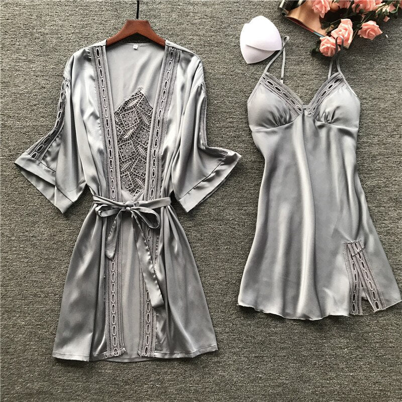 Ice Silk Long Sleeve Sleepwear
