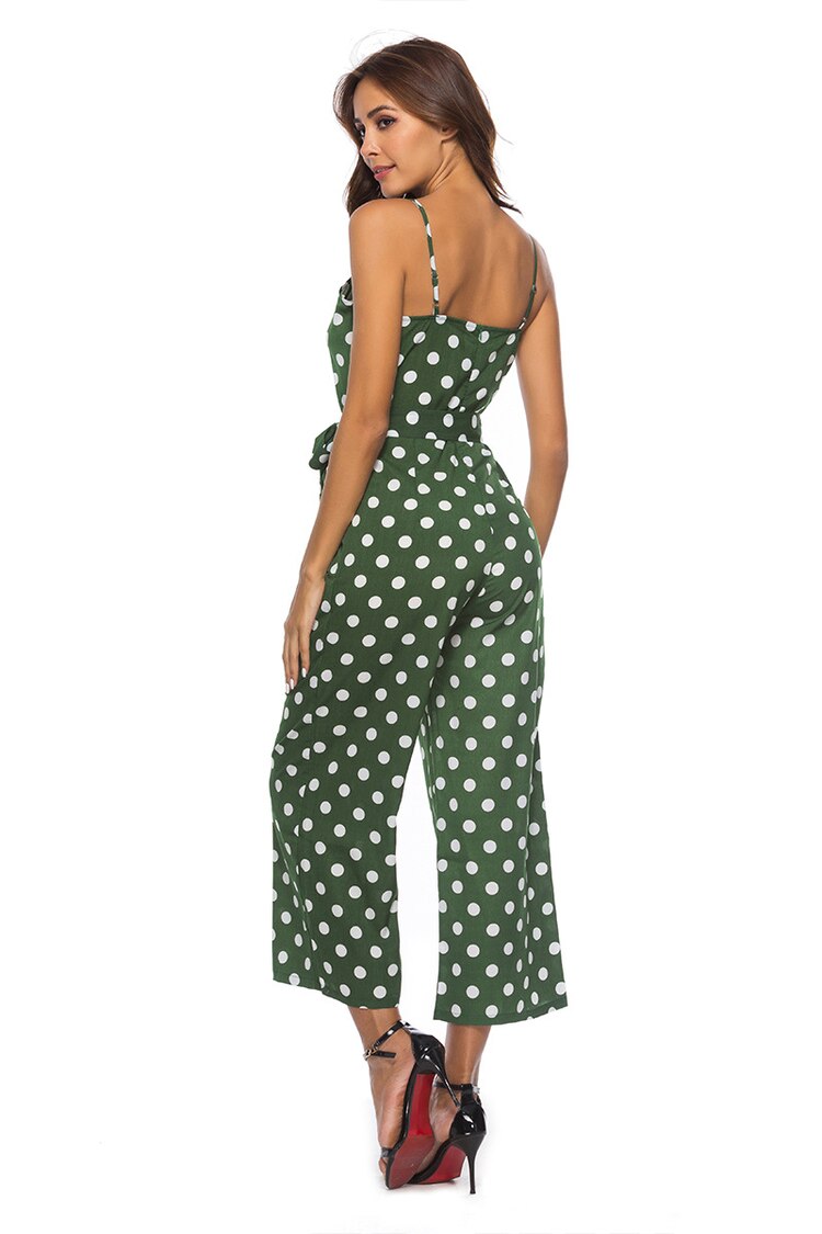 Women Spaghetti Strap Polka Dots Jumpsuit