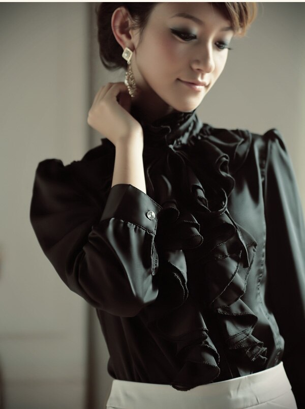 Noble Elegant Bowtie Ruffles Blouse