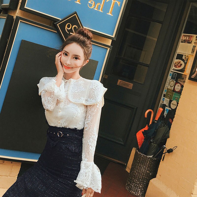 New Pearls Beading Sleeve Shirt