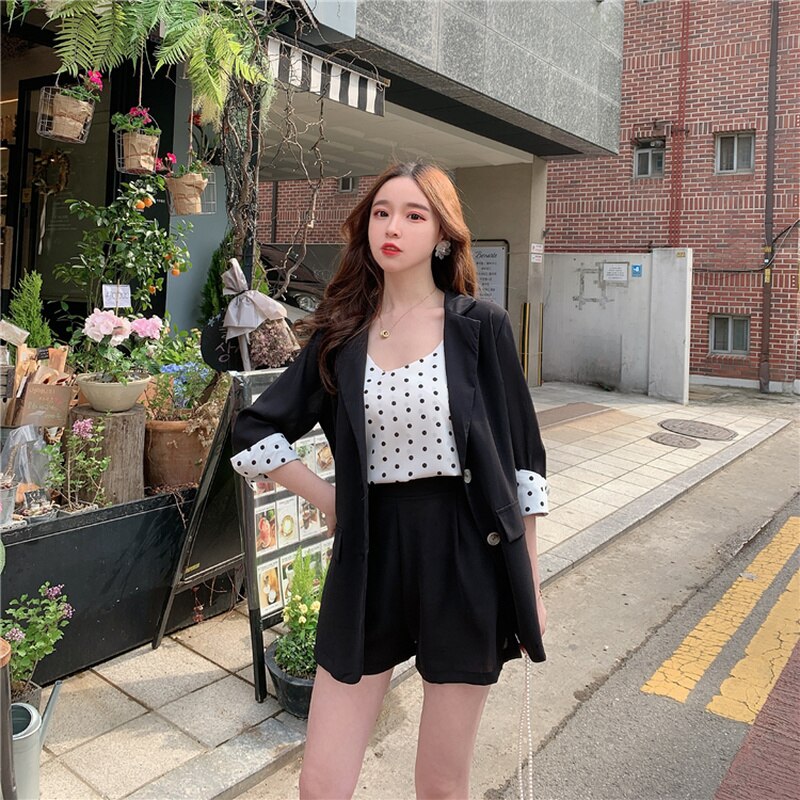 Women Short Suits Dots