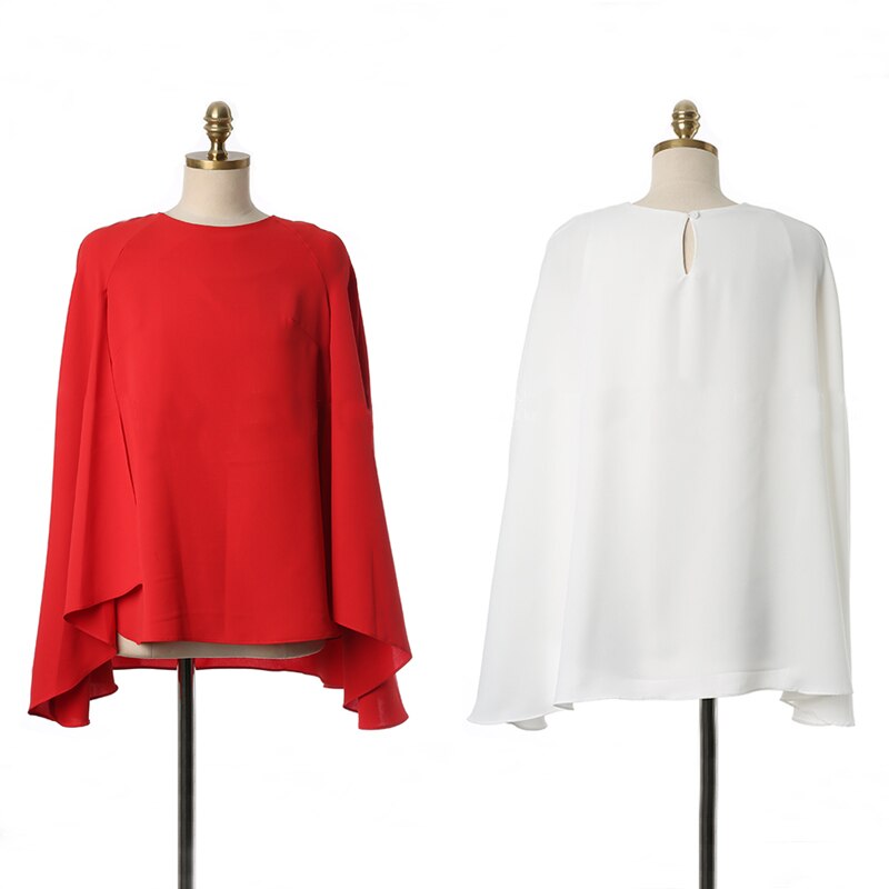 Women Shirts Fake Two Pieces Cloak Sleeve Cape Shirt