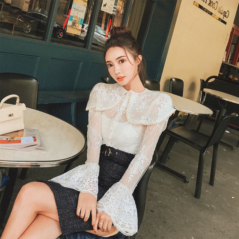 New Pearls Beading Sleeve Shirt
