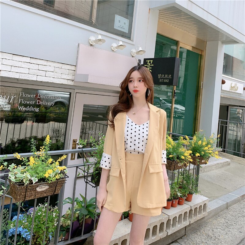 Women Short Suits Dots