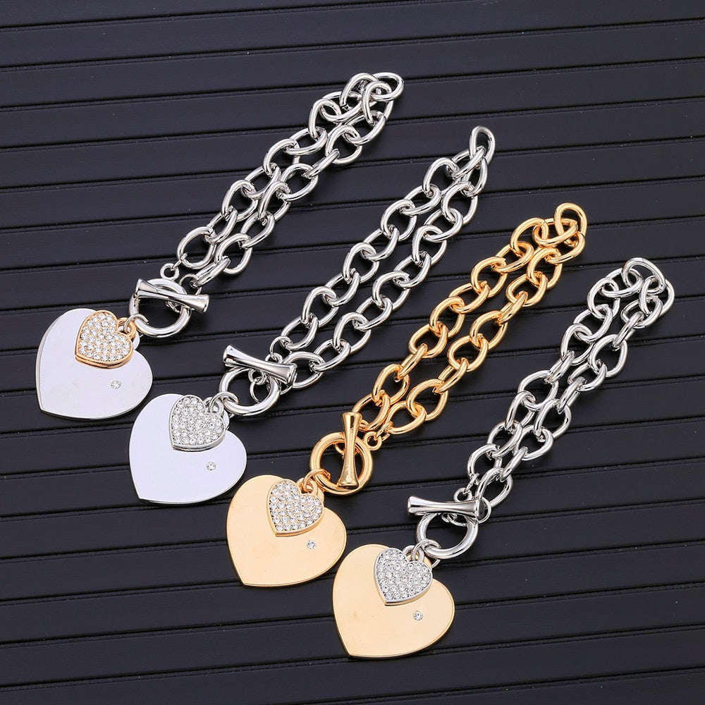 Women Gold Love Heart Bracelets