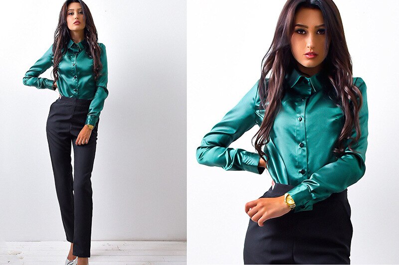 Women silk satin blouse
