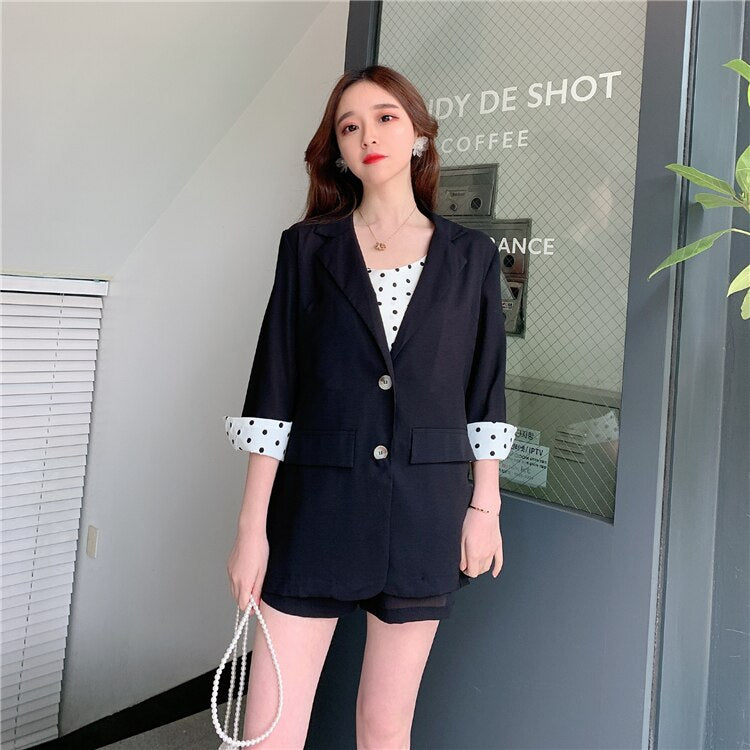 Women Short Suits Dots