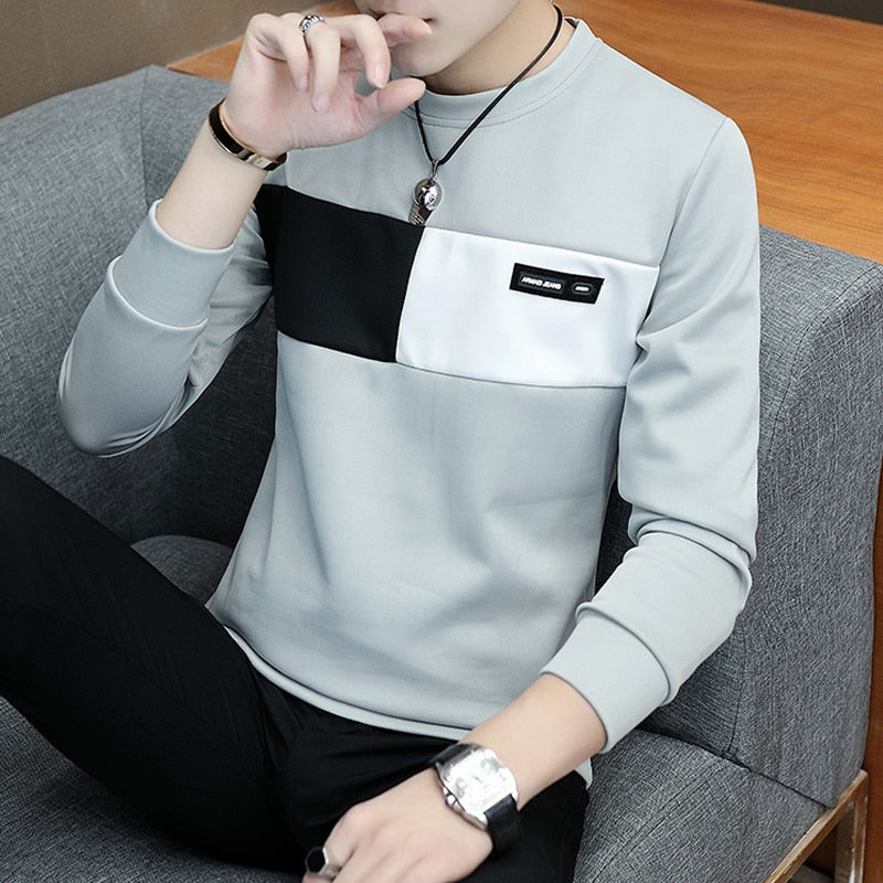 new men t shirt casual long sleeve