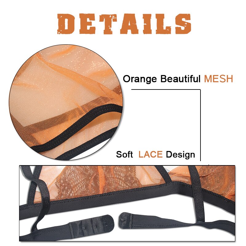 Sexy Bra Set Wire Free Transparent  Lingerie