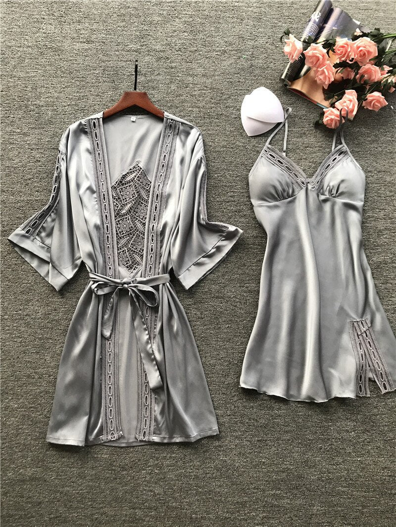 Ice Silk Long Sleeve Sleepwear