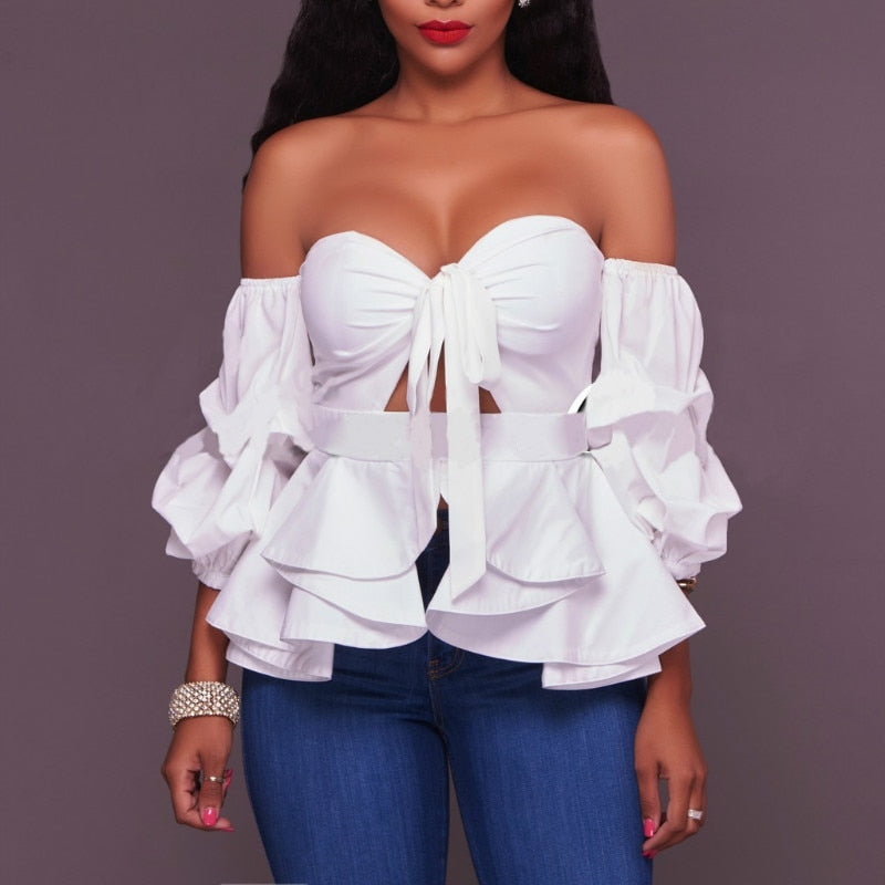 Women  Blouse Ruffles Summer Top