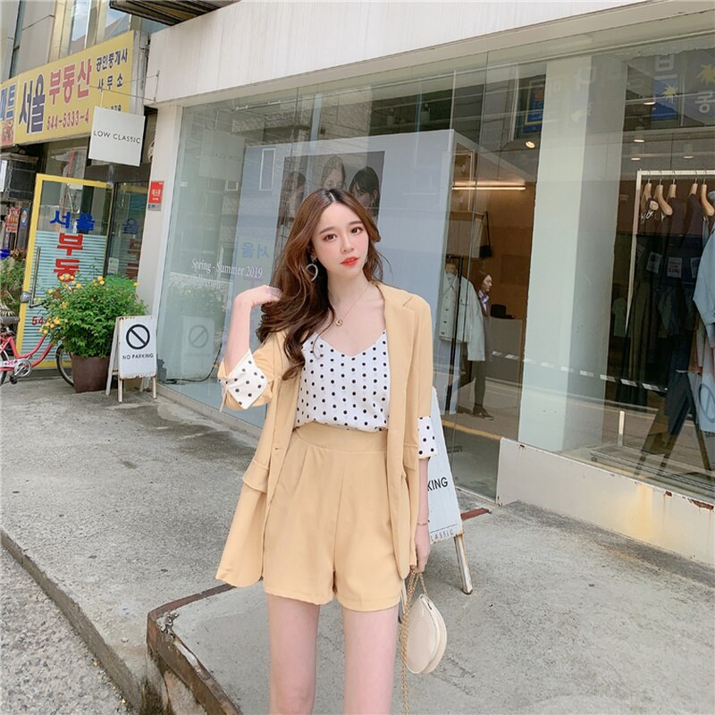 Women Short Suits Dots