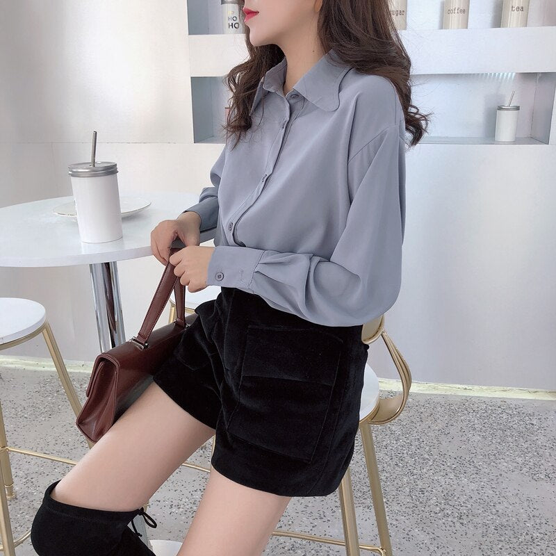 Women Solid Color Brief Fashion OL Blouse