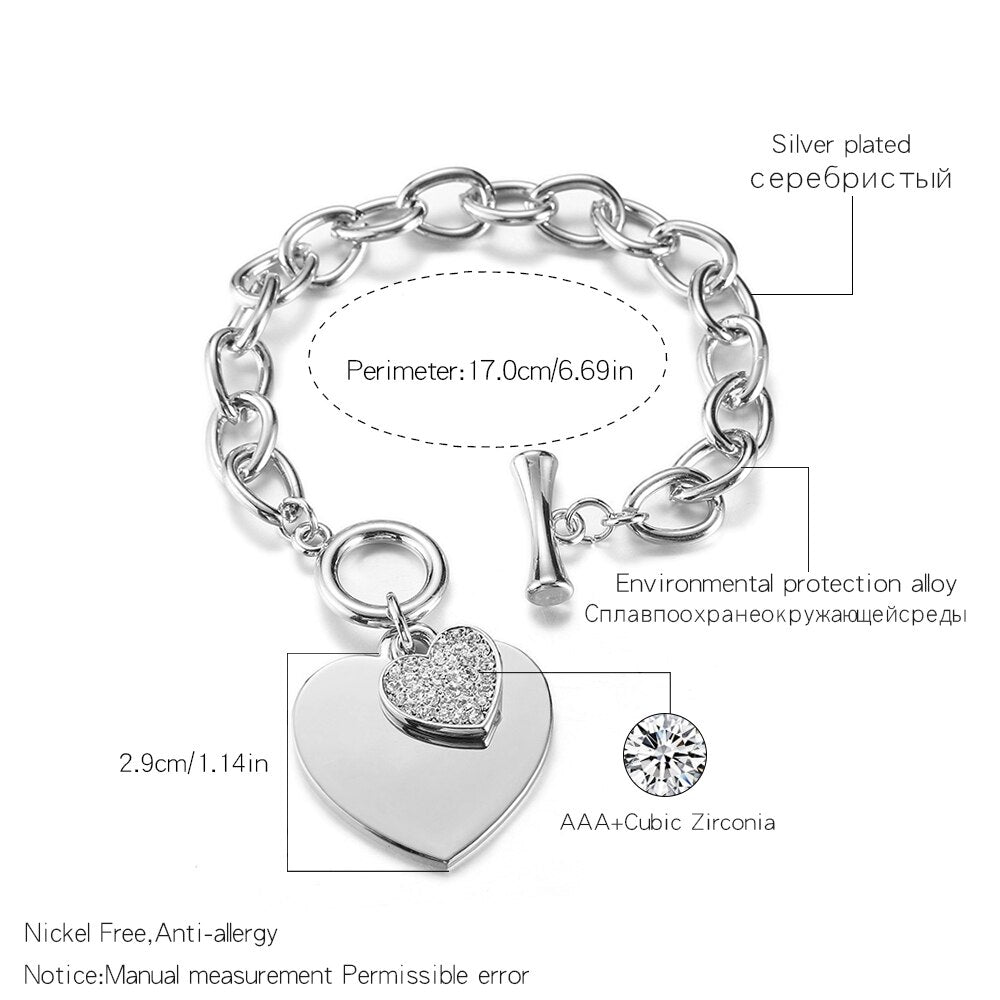 Women Gold Love Heart Bracelets