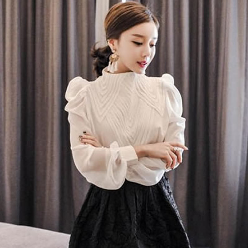 Women Collar Puff Sleeve Shirts