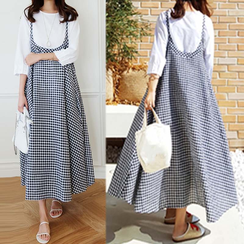 Women Summer Checked Dress
