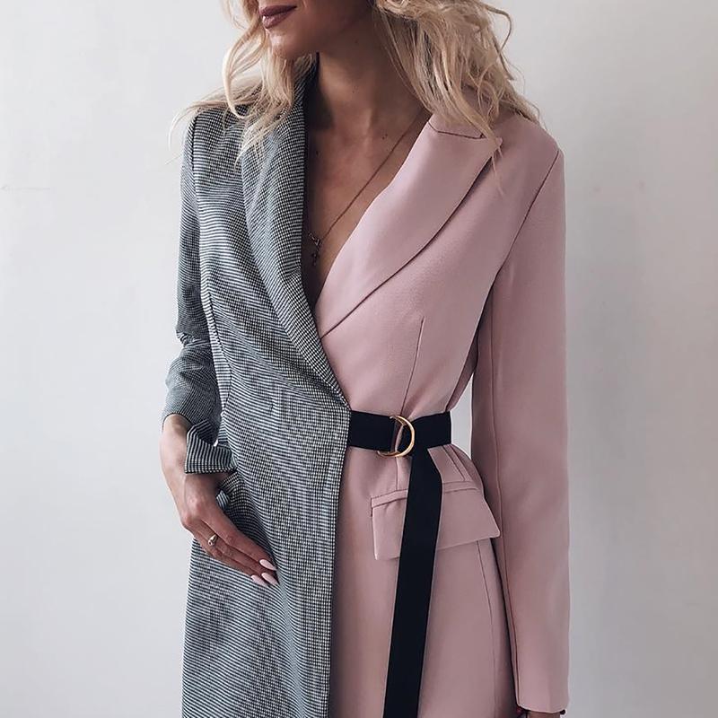 Women Fashion Elegant Patchwork Bandage Jacket